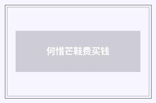 何惜芒鞋费买钱