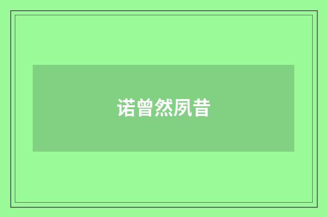 诺曾然夙昔