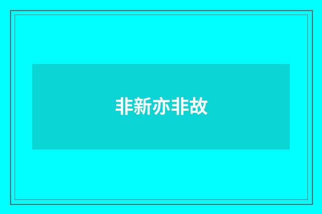 非新亦非故