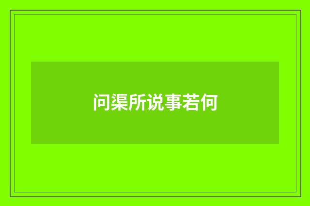 问渠所说事若何