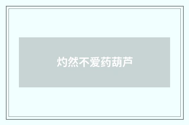 灼然不爱药葫芦