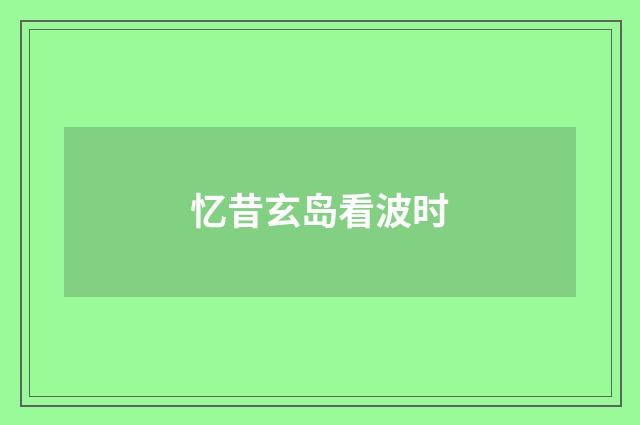 忆昔玄岛看波时