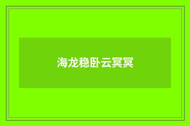 海龙稳卧云冥冥