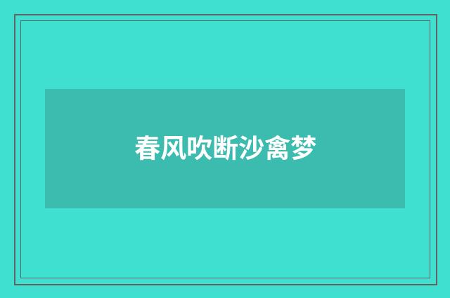 春风吹断沙禽梦