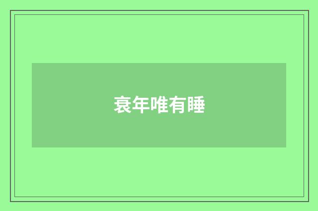 衰年唯有睡