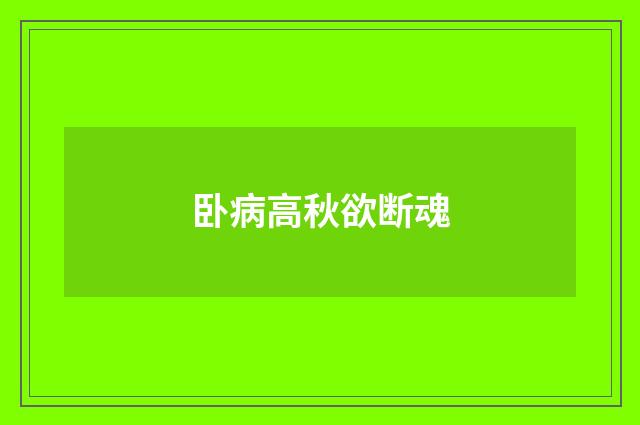 卧病高秋欲断魂