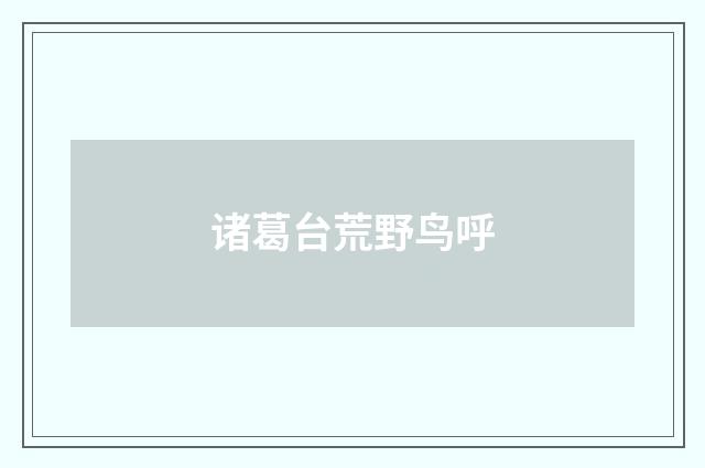 诸葛台荒野鸟呼