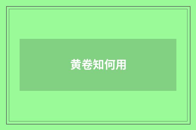 黄卷知何用