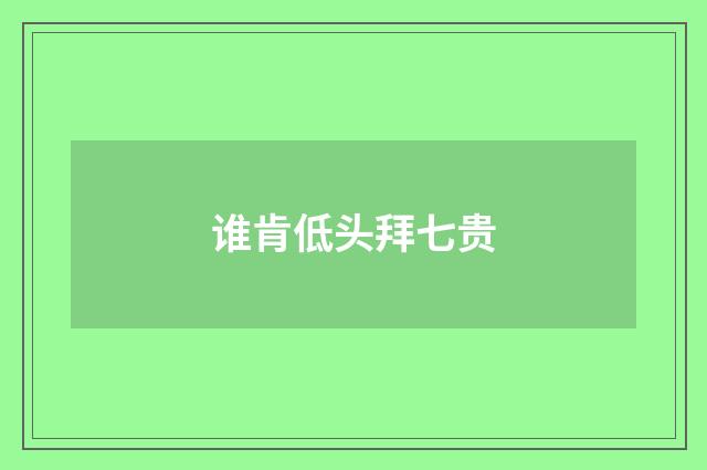 谁肯低头拜七贵