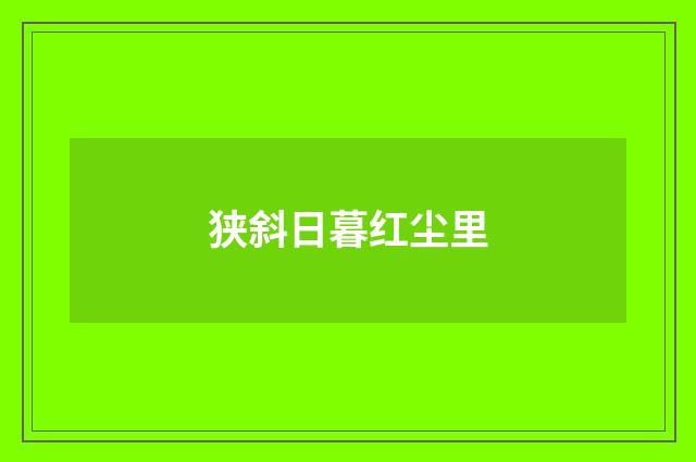 狭斜日暮红尘里