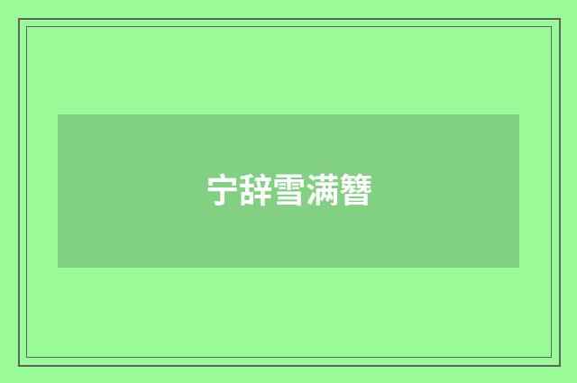 宁辞雪满簪
