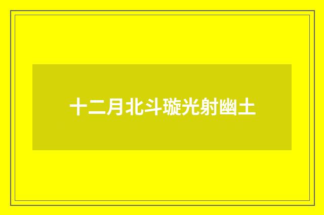 十二月北斗璇光射幽土