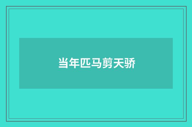 当年匹马剪天骄