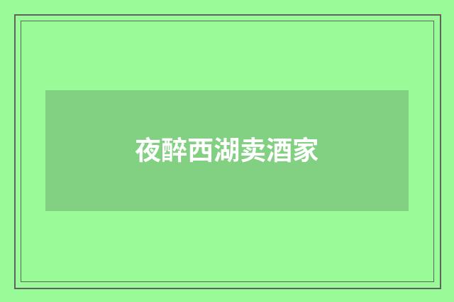 夜醉西湖卖酒家