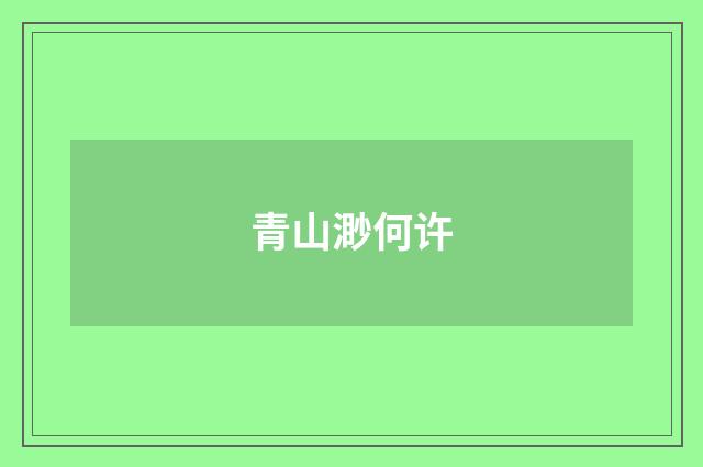 青山渺何许