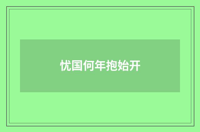 忧国何年抱始开