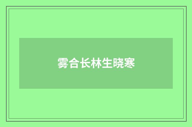 雾合长林生晓寒