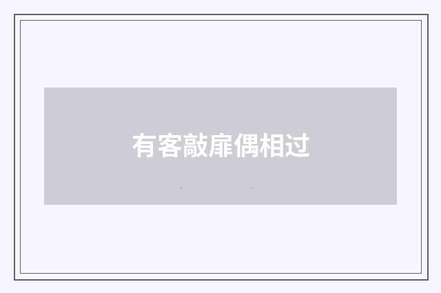 有客敲扉偶相过