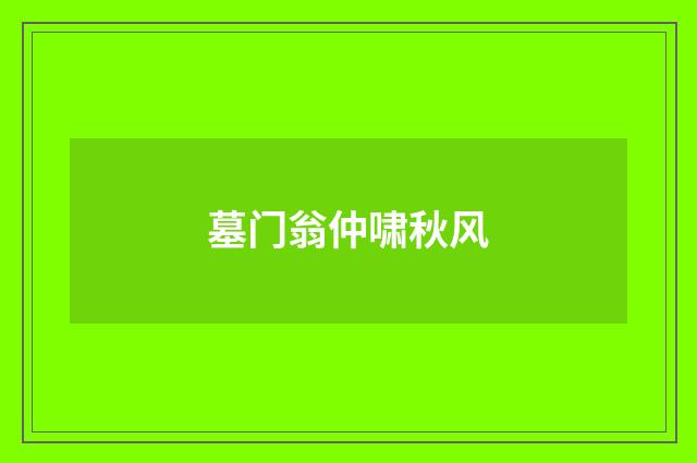 墓门翁仲啸秋风