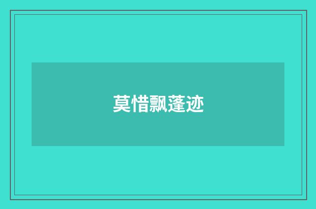 莫惜飘蓬迹