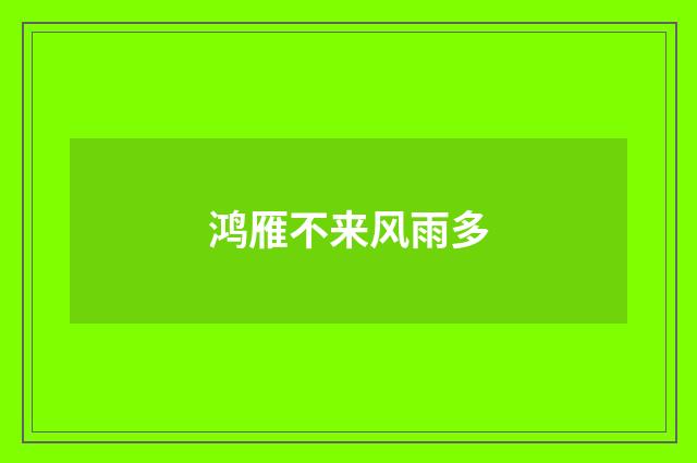 鸿雁不来风雨多