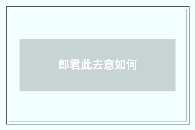 郎君此去意如何