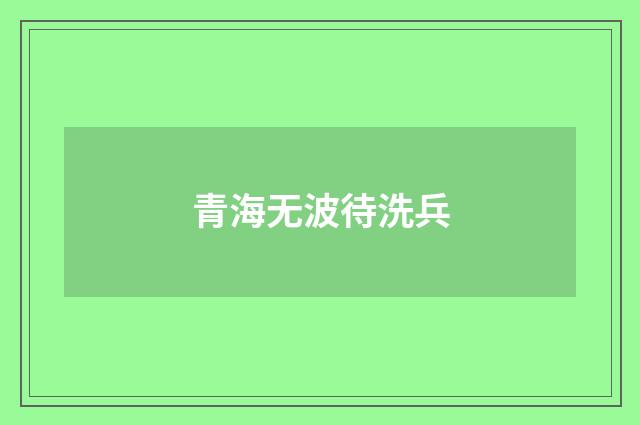 青海无波待洗兵