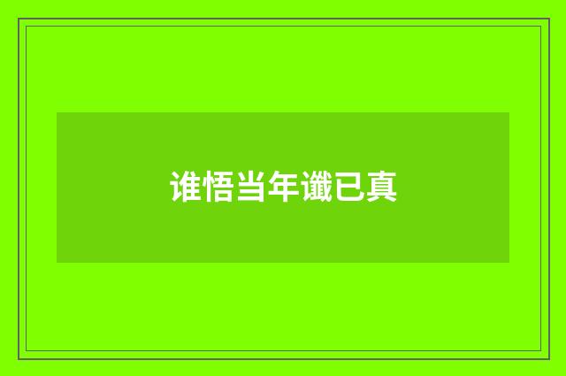 谁悟当年谶已真