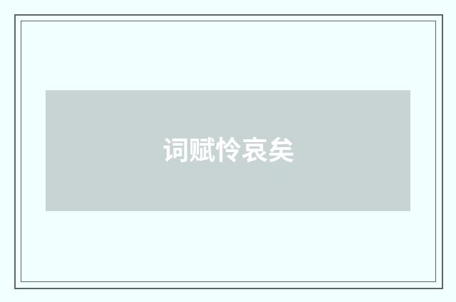 词赋怜哀矣