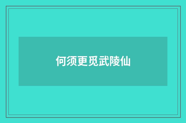 何须更觅武陵仙