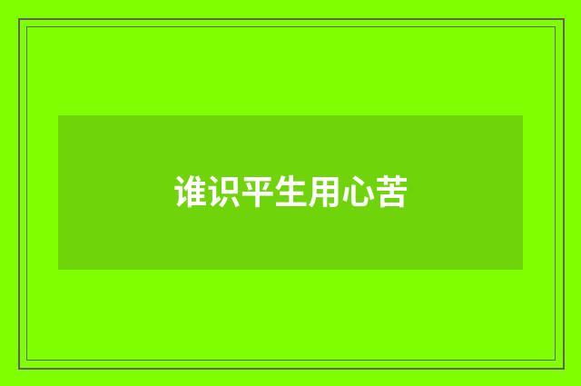 谁识平生用心苦