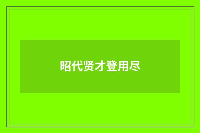 昭代贤才登用尽