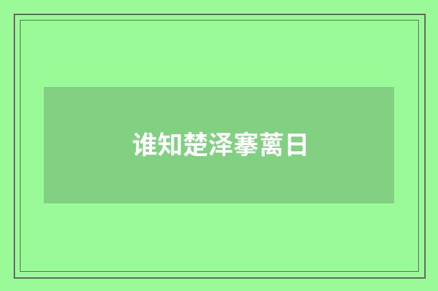谁知楚泽搴蓠日