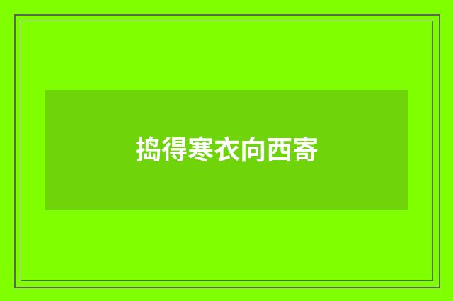 捣得寒衣向西寄