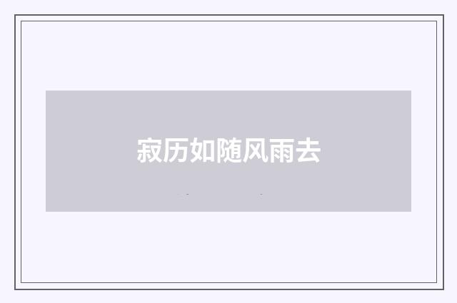 寂历如随风雨去
