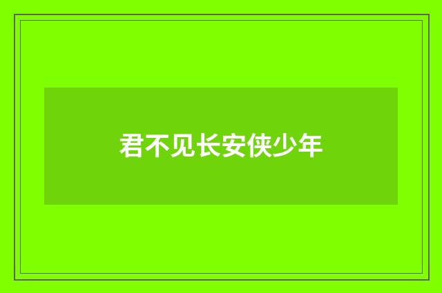 君不见长安侠少年