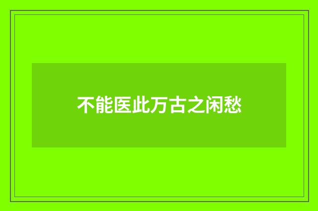 不能医此万古之闲愁