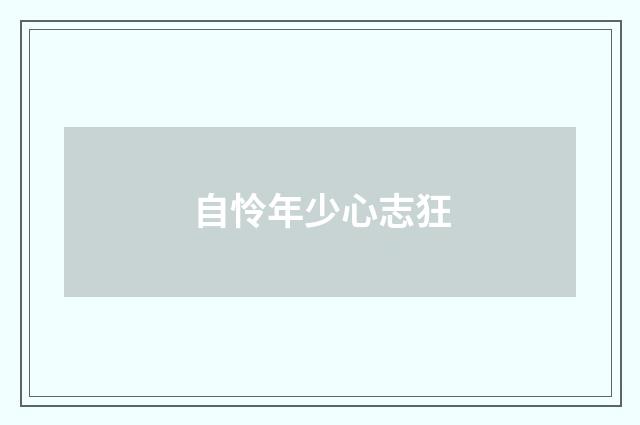 自怜年少心志狂