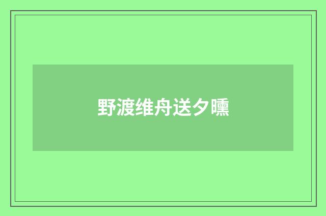 野渡维舟送夕曛