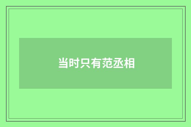 当时只有范丞相