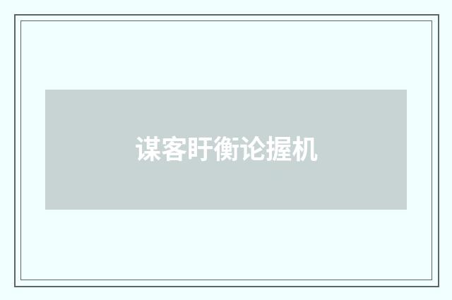 谋客盱衡论握机