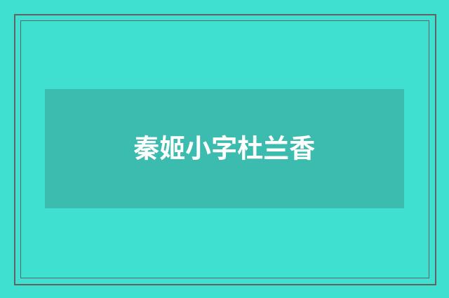 秦姬小字杜兰香