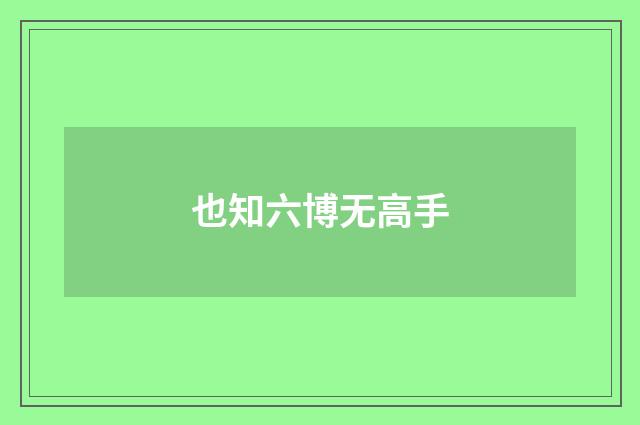 也知六博无高手