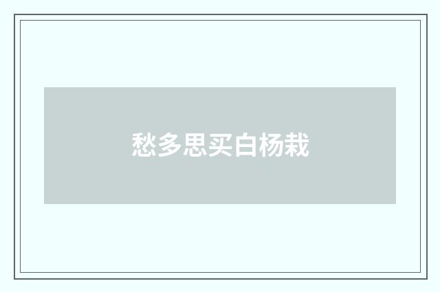 愁多思买白杨栽