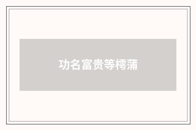 功名富贵等樗蒲