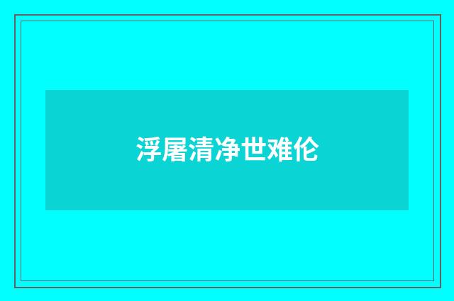 浮屠清净世难伦