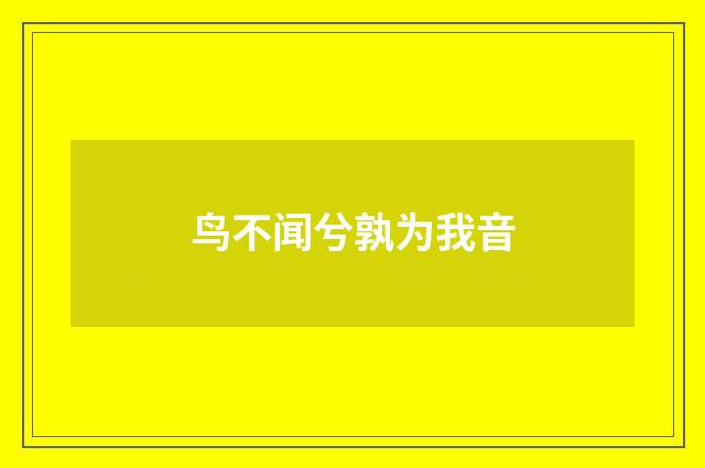 鸟不闻兮孰为我音