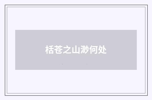 栝苍之山渺何处