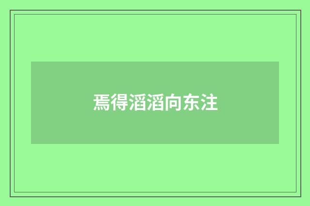 焉得滔滔向东注