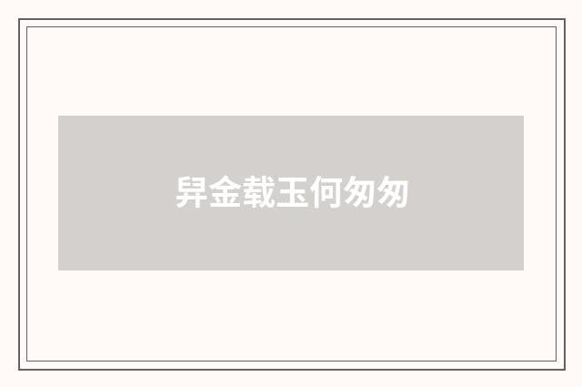 舁金载玉何匆匆